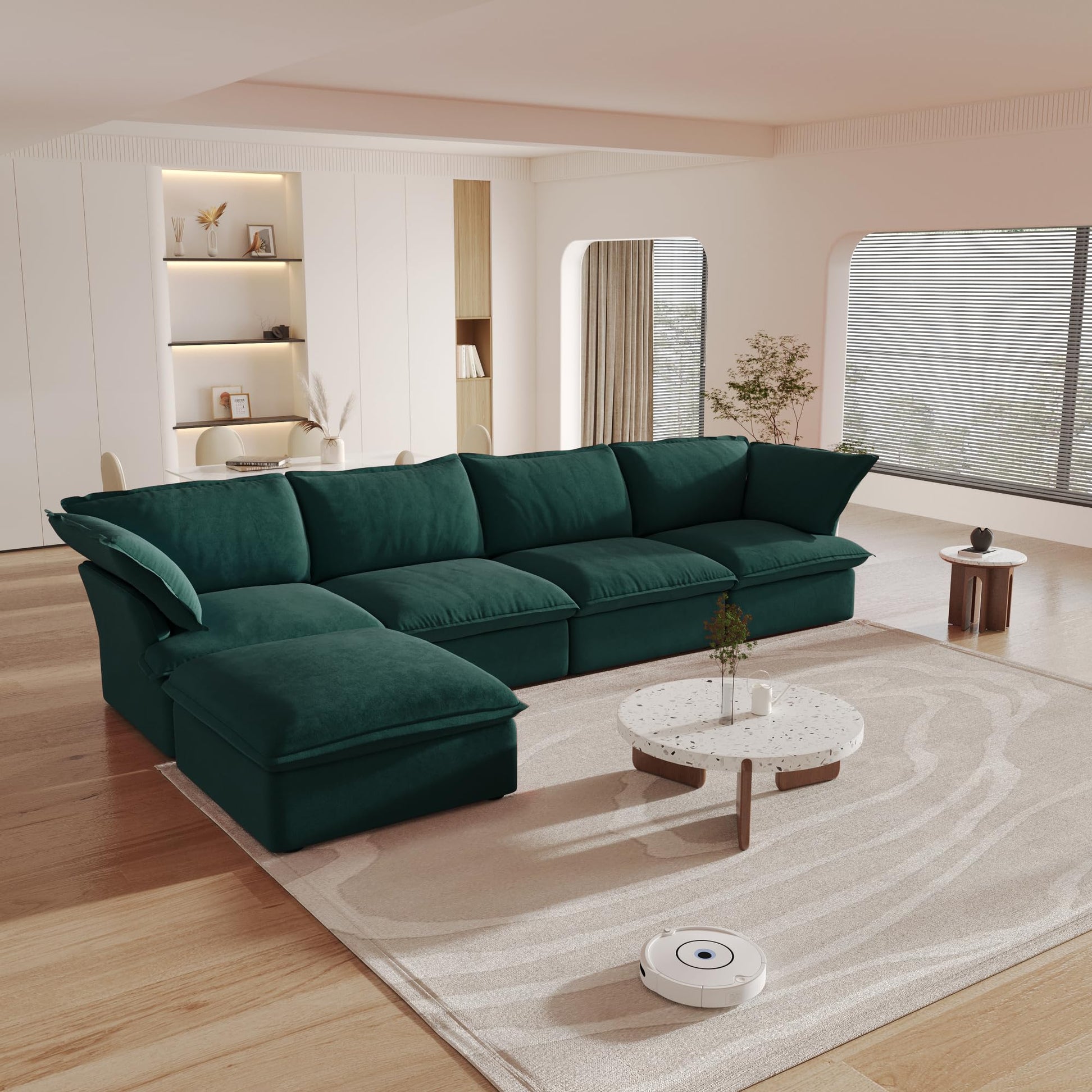 Sectional Couches for Living Room,82.66" Cloud Modular Sectional Sofa, Velvet Deep Couch,Cushion Covers Removable &amp; Replaceable,LoveSofa,Blue