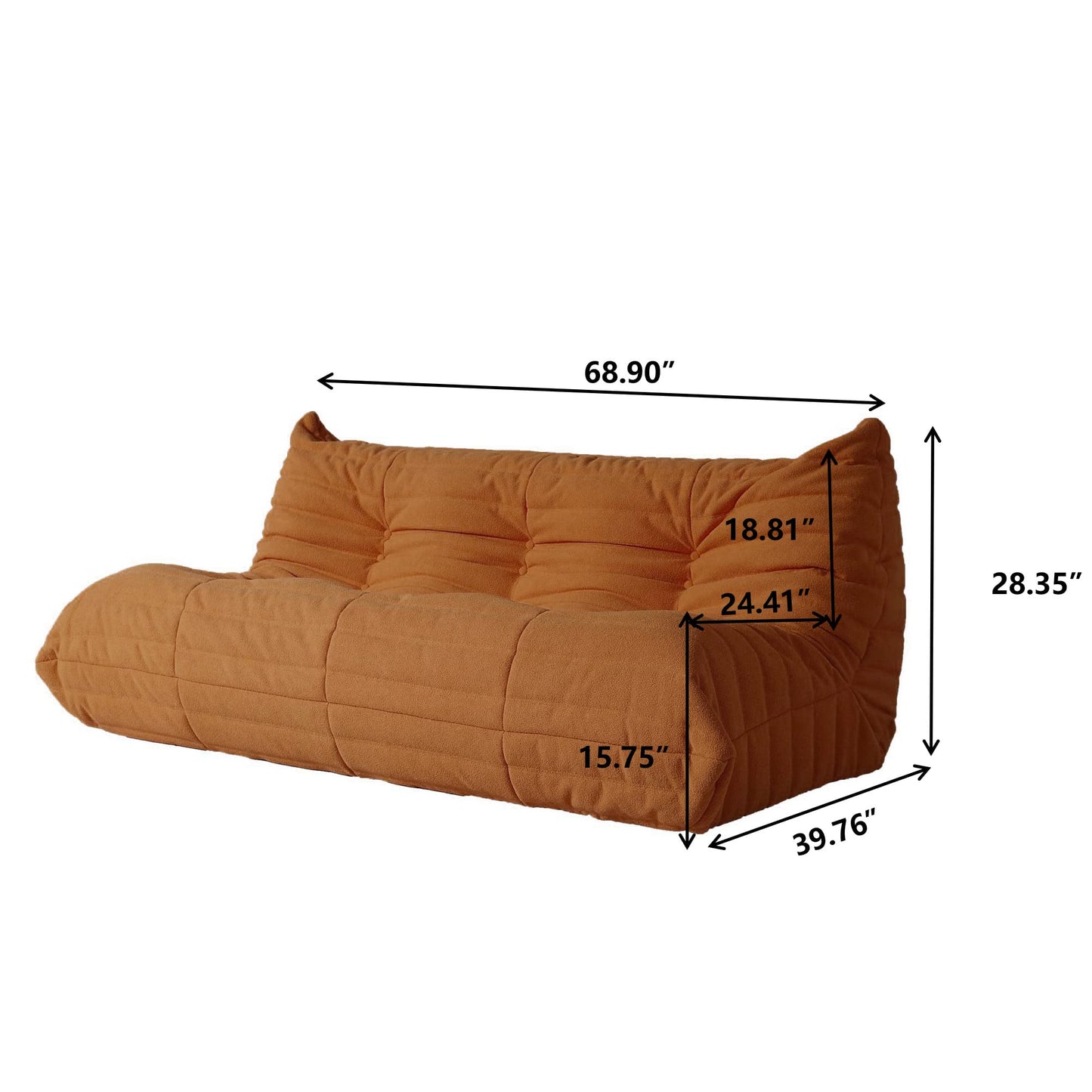 Lazy Floor Sofa, 89 inch Soft Teddy Velvet 3 Seat Minimalist Couches, Tatami Sofa, Fireside Chair, Corner Relax Couch for Living Room Bedroom Salon Office Floor Lounge(3 Seat, Blue)