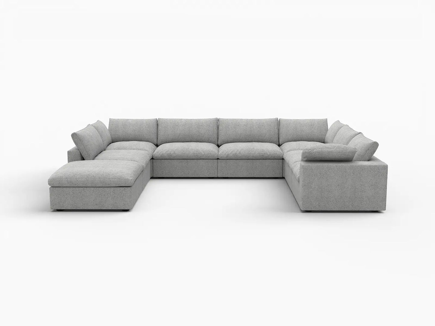 Deluxe Premium Cloud Sectional Sofa Covers | Light Grey Cotton and Linen Sofa Cover for 7-Seater with 1-Ottoman