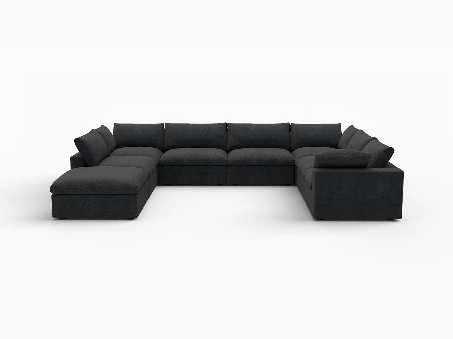 Deluxe Premium Cloud Sectional Sofa Covers | Black Cotton and Linen Sofa Cover for 7-Seater with 1-Ottoman