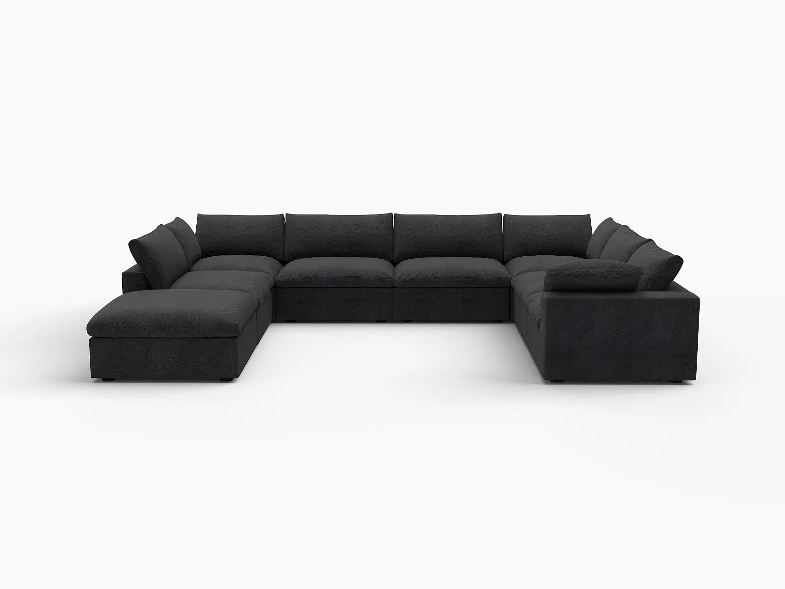 Deluxe Premium Cloud Sectional Sofa Covers | Black Cotton and Linen Sofa Cover for 7-Seater with 1-Ottoman