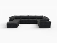 Deluxe Premium Cloud Sectional Sofa Covers | Black Cotton and Linen Sofa Cover for 7-Seater with 1-Ottoman