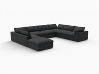 Deluxe Premium Cloud Sectional Sofa Covers | Black Cotton and Linen Sofa Cover for 7-Seater with 1-Ottoman