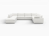 Deluxe Premium Cloud Sectional Sofa Covers | White Cotton and Linen Sofa Cover for 7-Seater with 1-Ottoman