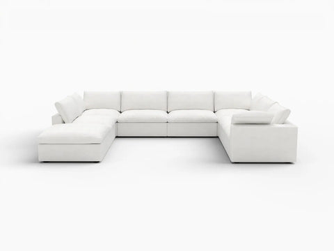 Deluxe Premium Cloud Sectional Sofa Covers | White Cotton and Linen Sofa Cover for 7-Seater with 1-Ottoman