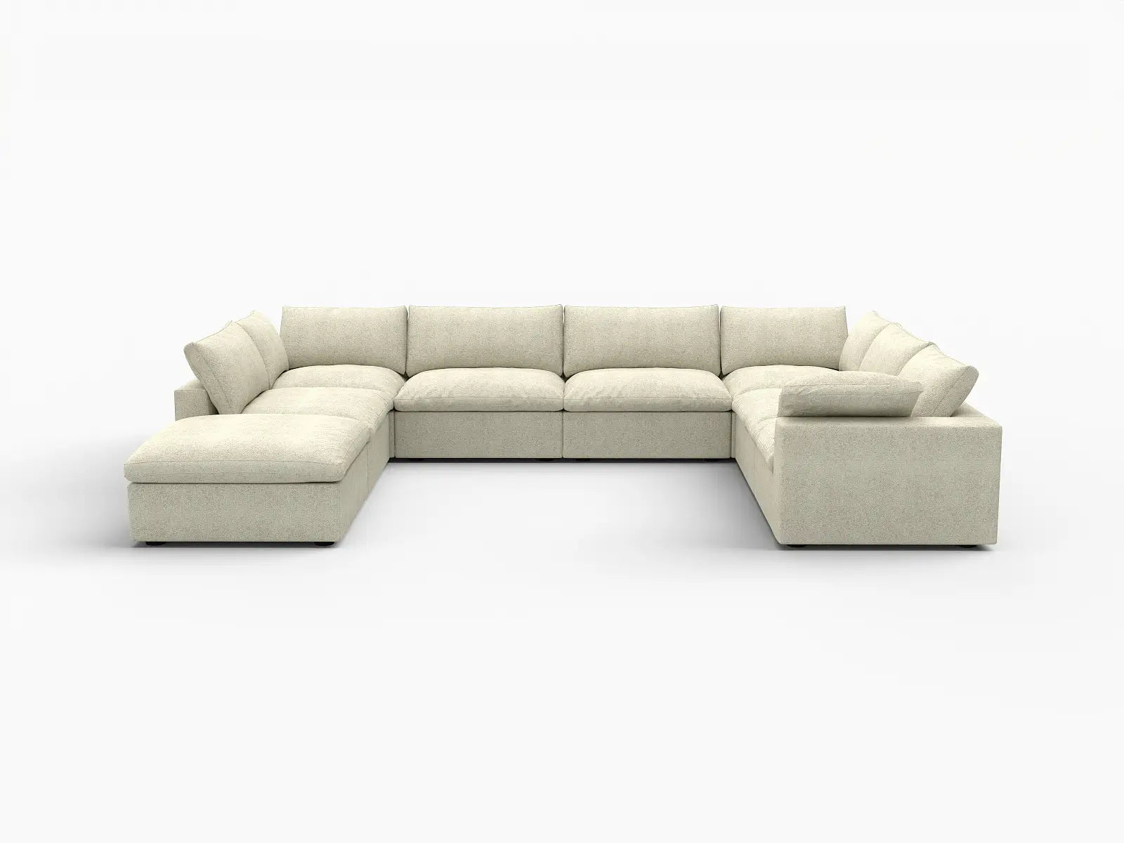 Deluxe Premium Cloud Sectional Sofa Covers | Khaki Cotton and Linen Sofa Cover for 7-Seater with 1-Ottoman