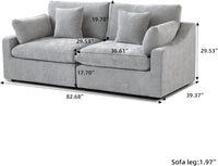 Deluxe Slope Cloud Sectional Sofas | Linen Light Grey Loveseats 80" Modular Design 2-seaters