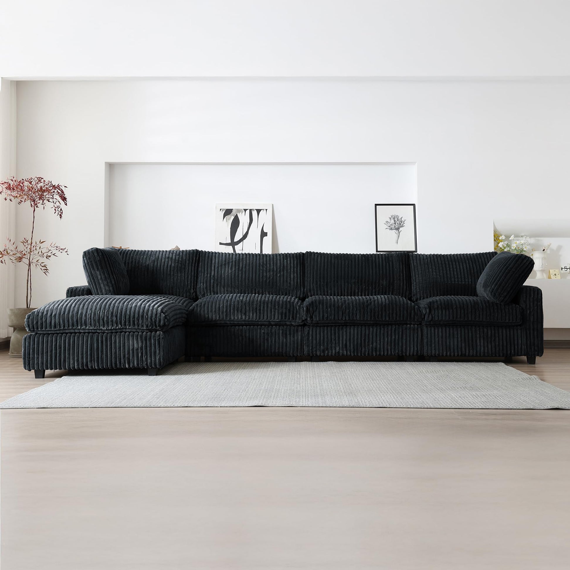 Cloud Couch Modular Sectional Sofa,157" Oversized U Shaped Couch with Ottoman,6 Seater Convertible Sofa,Comfy Plush Couches for Living Room,Covers Washable&amp;Replaceable (White)