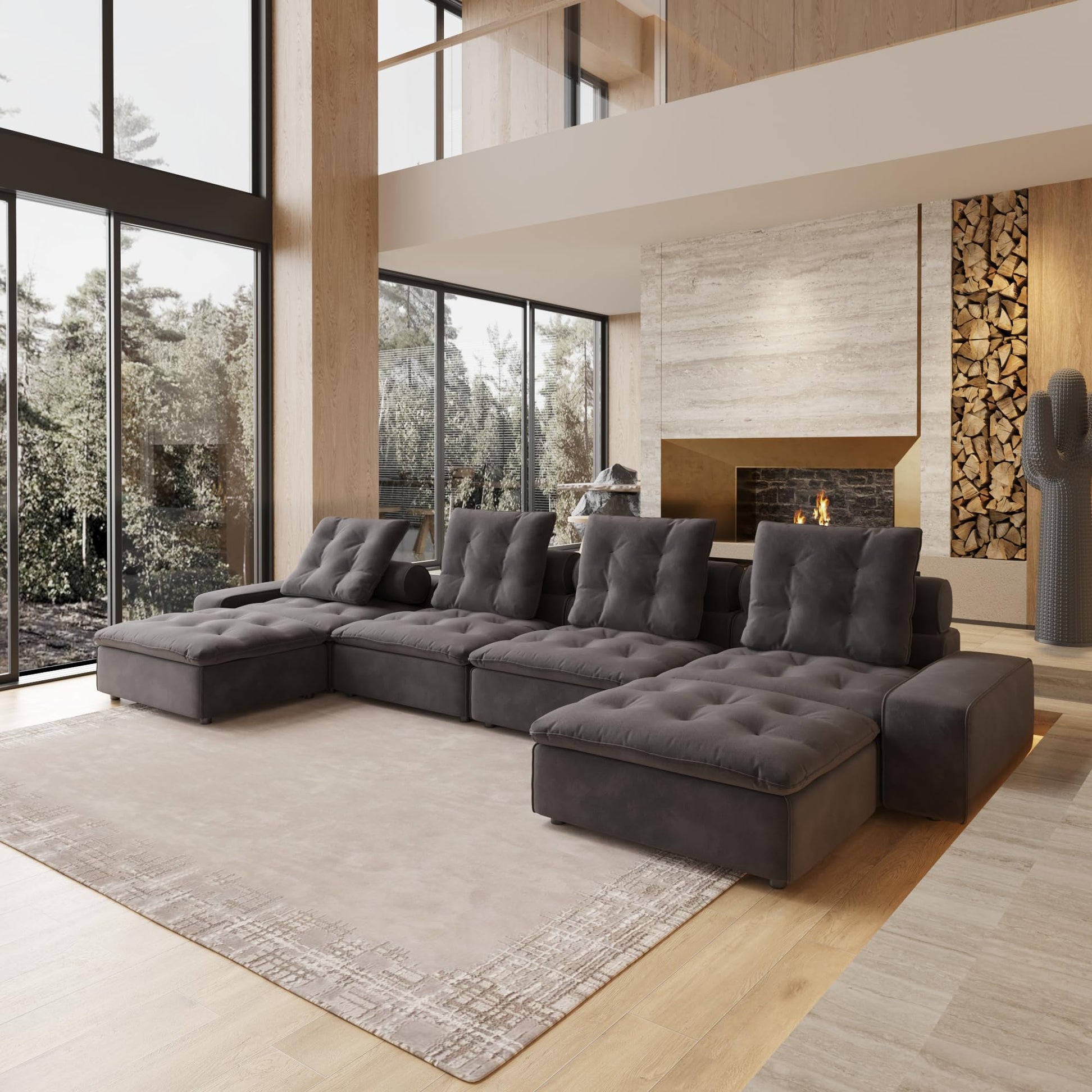Cloud Modular Sectional Sofa, Luxury Velvet Couch Sofas for Living Room,74inch Corner Seater