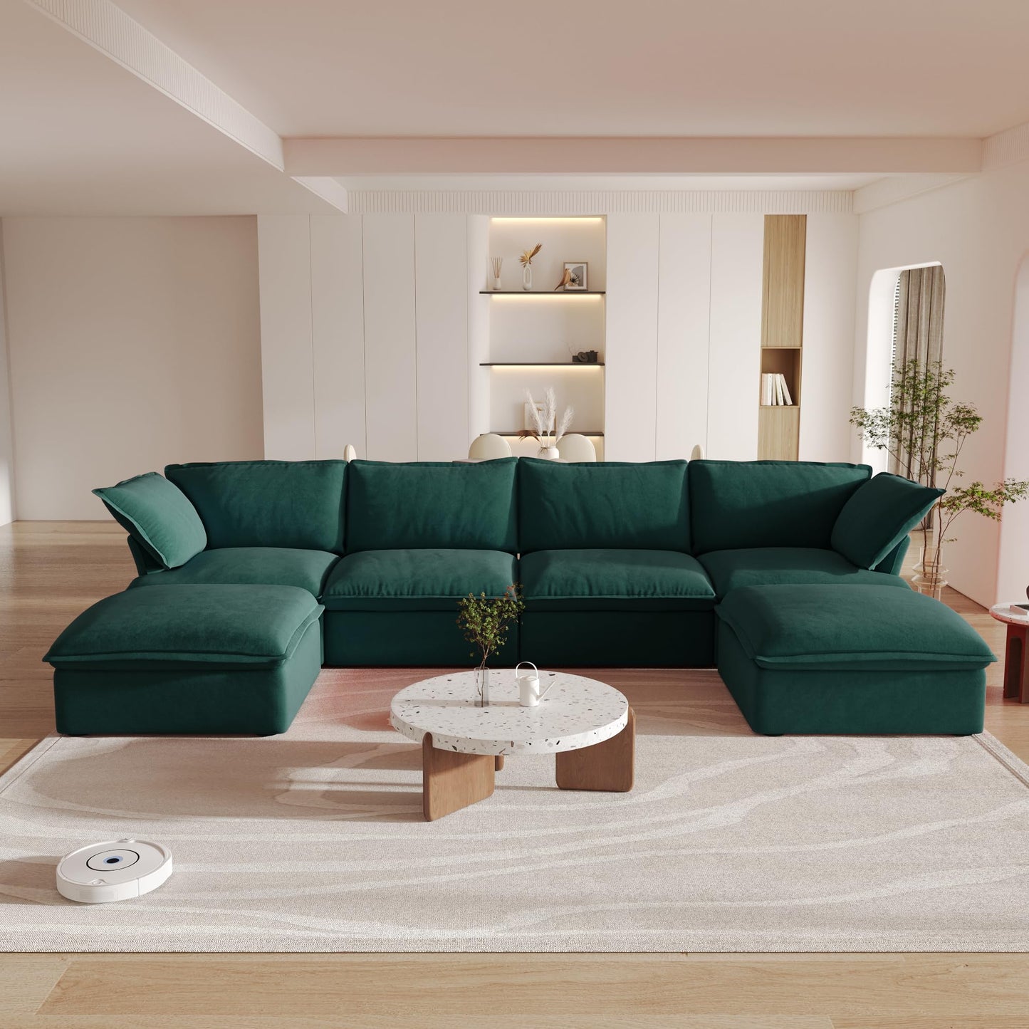 Sectional Couches for Living Room,82.66" Cloud Modular Sectional Sofa, Velvet Deep Couch,Cushion Covers Removable &amp; Replaceable,LoveSofa,Blue
