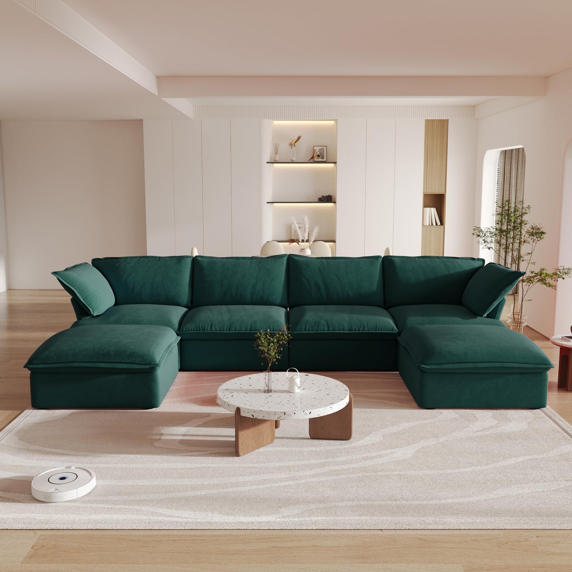 Sectional Couches for Living Room,82.66" Cloud Modular Sectional Sofa, Velvet Deep Couch,Cushion Covers Removable &amp; Replaceable,LoveSofa,Blue