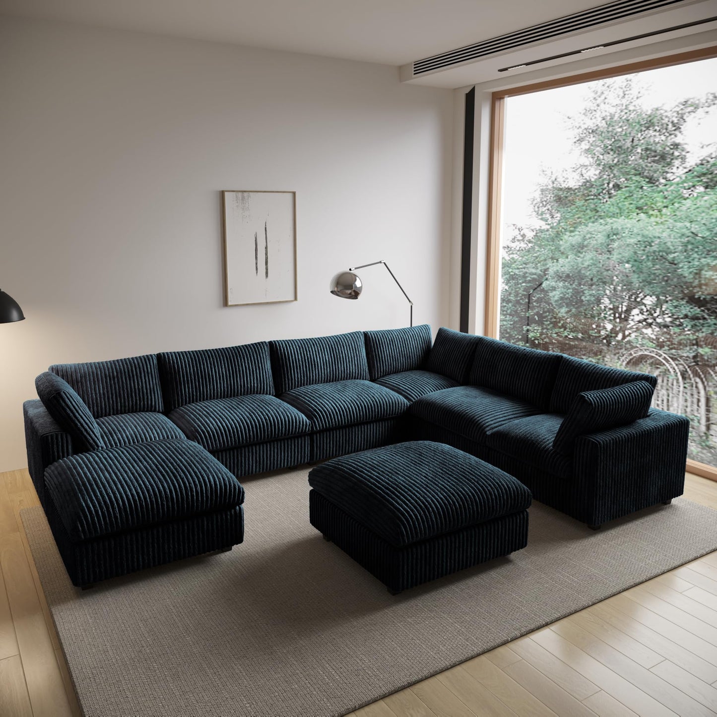 Cloud Couch Modular Sectional Sofa,157" Oversized U Shaped Couch with Ottoman,6 Seater Convertible Sofa,Comfy Plush Couches for Living Room,Covers Washable&amp;Replaceable (White)