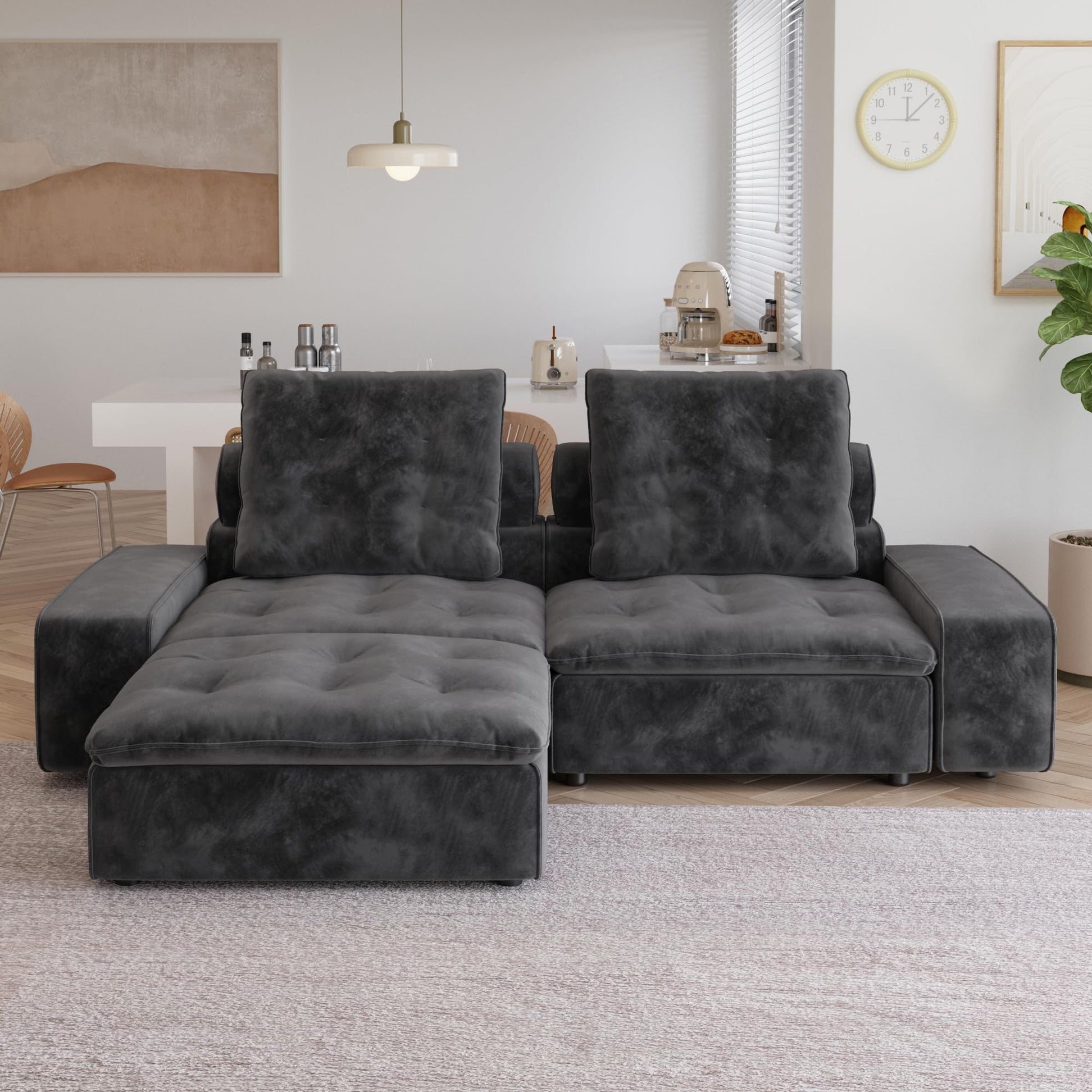 Cloud Modular Sectional Sofa, Luxury Velvet Couch Sofas for Living Room,74inch Corner Seater