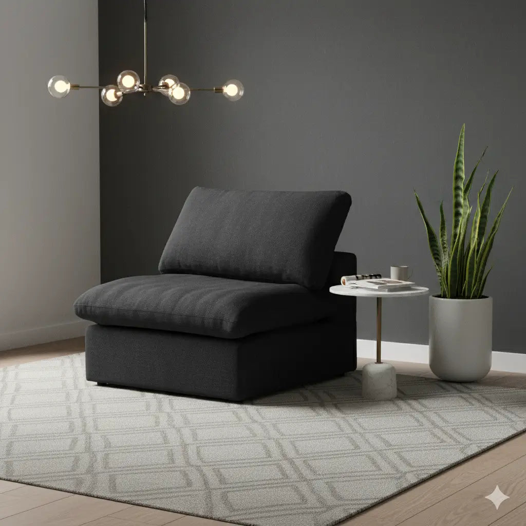A Wjs Home Black Single Sofa An Oversized Plush Accent Chair Offered as Part of the Tier 1 Black Friday Sofa Deals