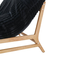 Pillow Lazy Sofas | 47-Inch Plush Pillow Accent Chair Solid Wood Frame - Black