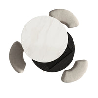 Aero Sintered Stone Coffee Table | 32" Monochrome Round With 3 Stools