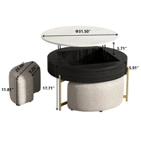 Aero Sintered Stone Coffee Table | 32" Monochrome Round With 3 Stools