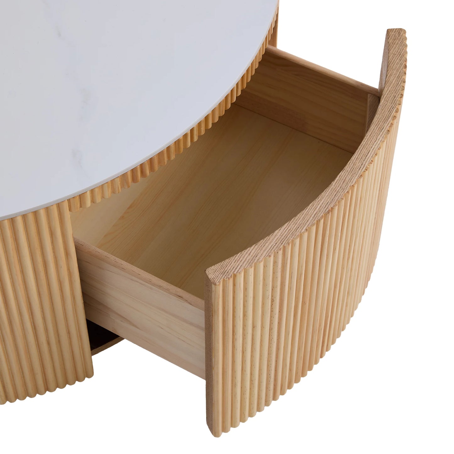 Aero Sintered Stone Coffee Table | 34" Walnut Round With 2 Drawers