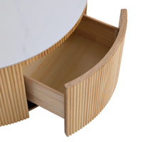 Aero Sintered Stone Coffee Table | 34" Walnut Round With 2 Drawers