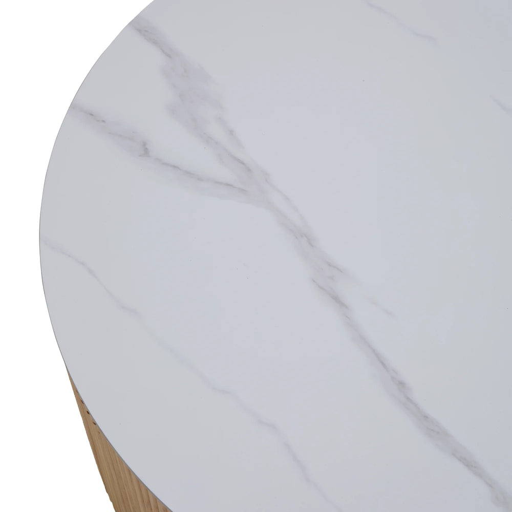 Aero Sintered Stone Coffee Table | 34" Walnut Round With 2 Drawers