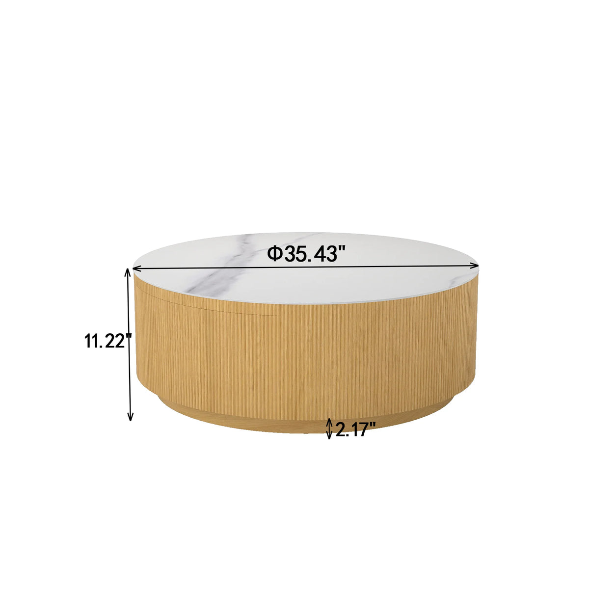 Aero Sintered Stone Coffee Table | 34" Walnut Round With 2 Drawers