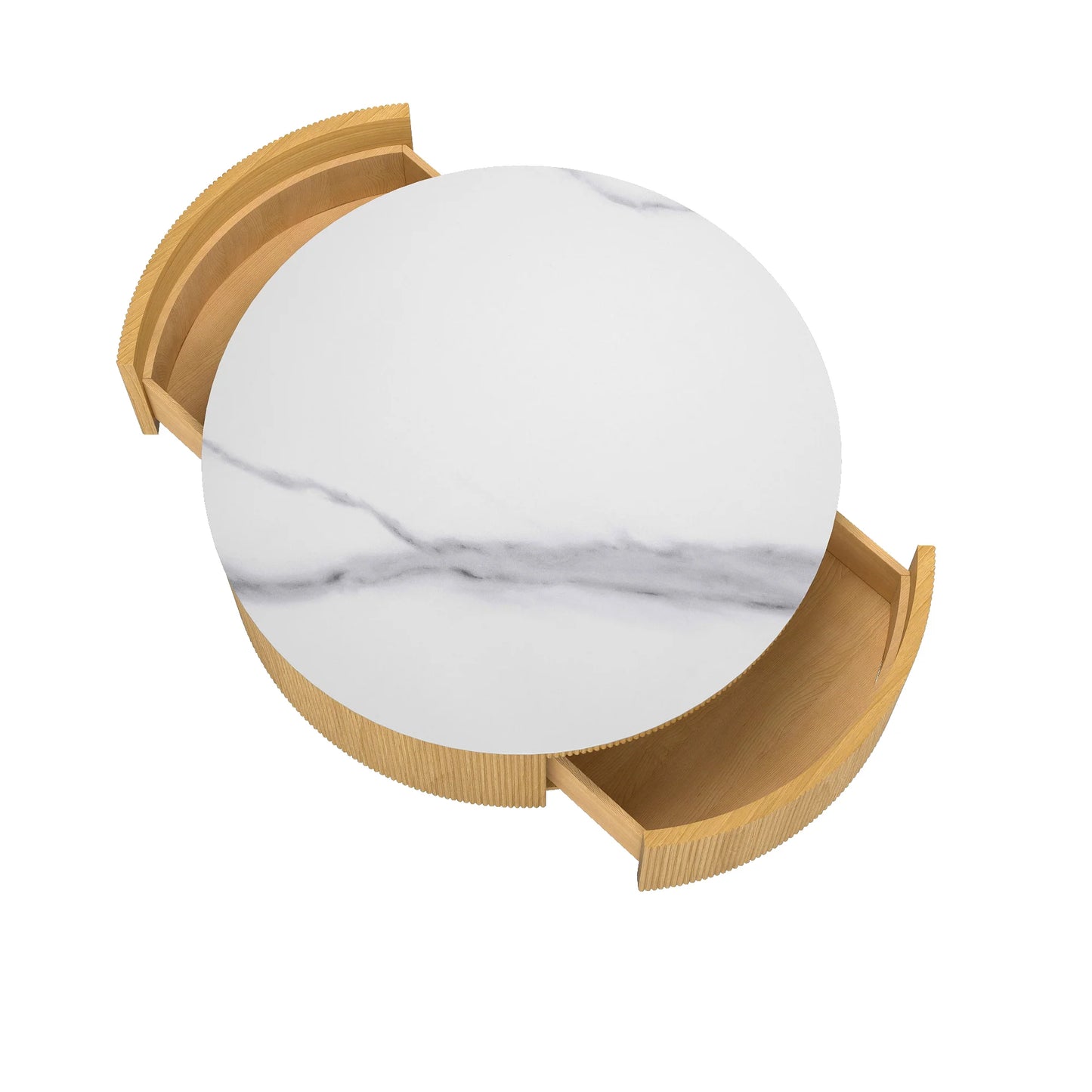 Aero Sintered Stone Coffee Table | 34" Walnut Round With 2 Drawers