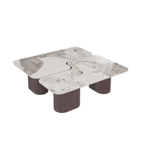Aero Sintered Stone Coffee Table | 40" White Square With 4 Legs