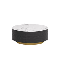 Aero Sintered Stone Coffee Table | 34" Monochrome Round With 2 Drawers