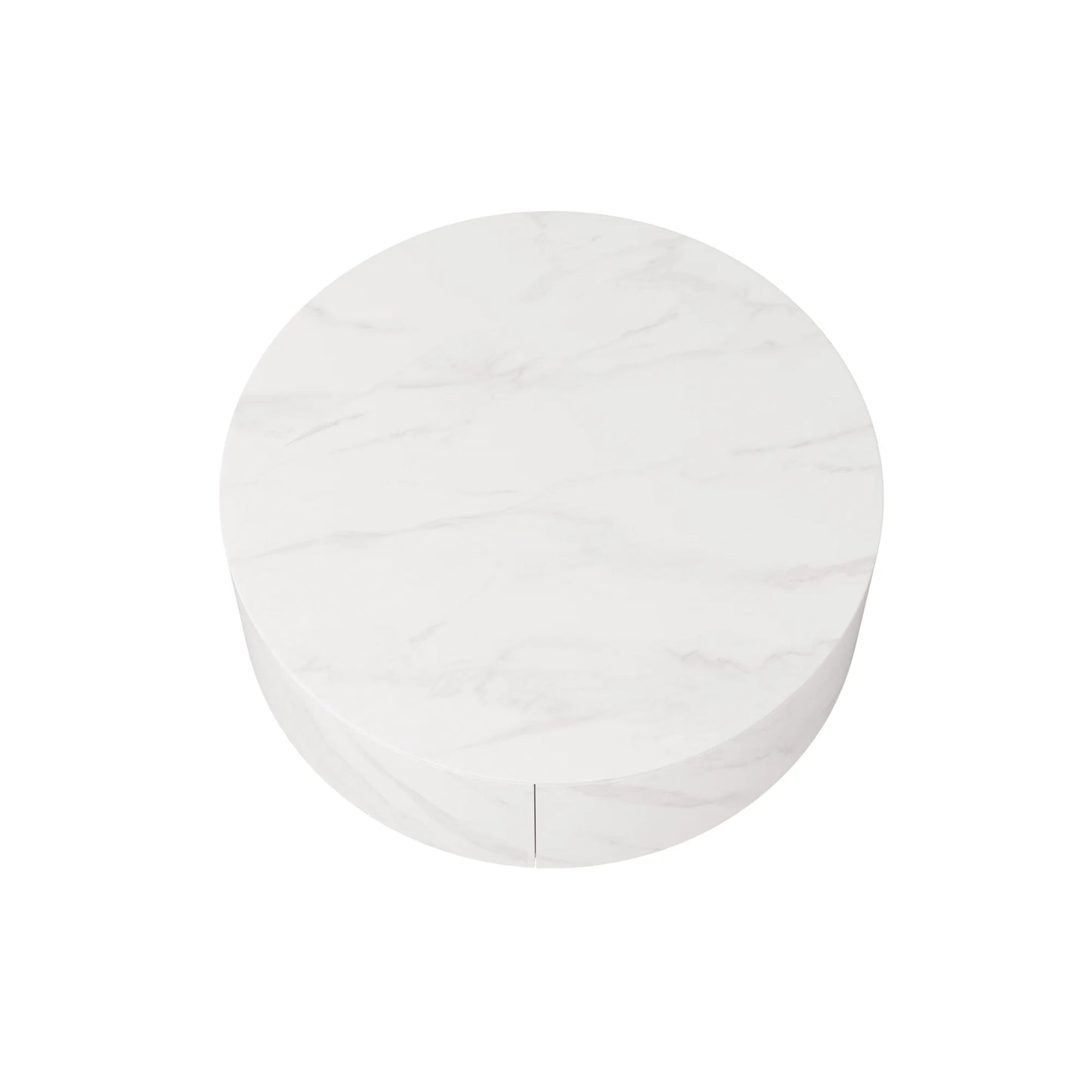 Aero Sintered Stone Coffee Table | 34" White Round With 2 Drawers