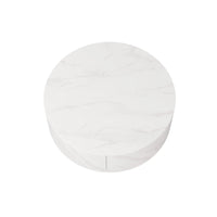 Aero Sintered Stone Coffee Table | 34" White Round With 2 Drawers