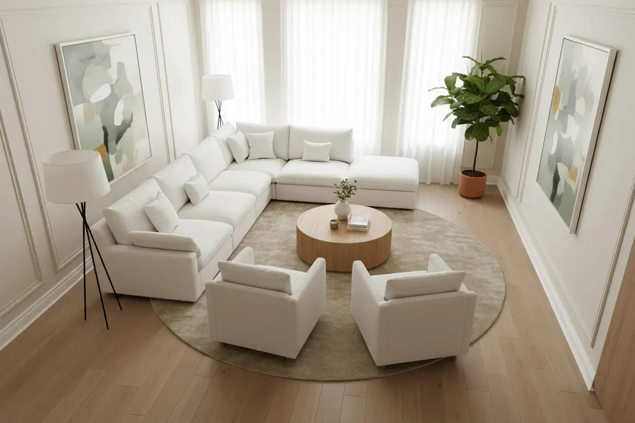 Angled Seating to Break the Tunnel Effect in Rectangle Rooms
