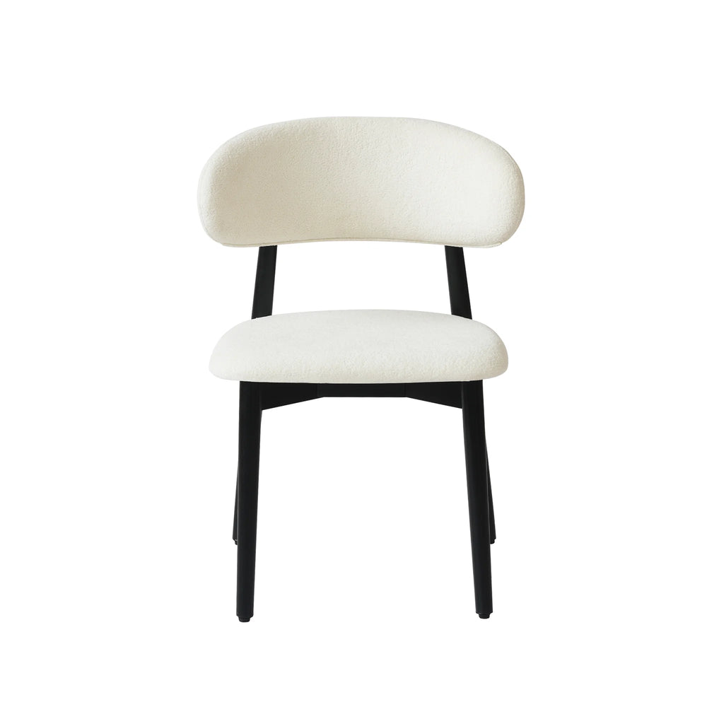 Arctic Curved Back Dining Chair | White Bouclé Set of 2