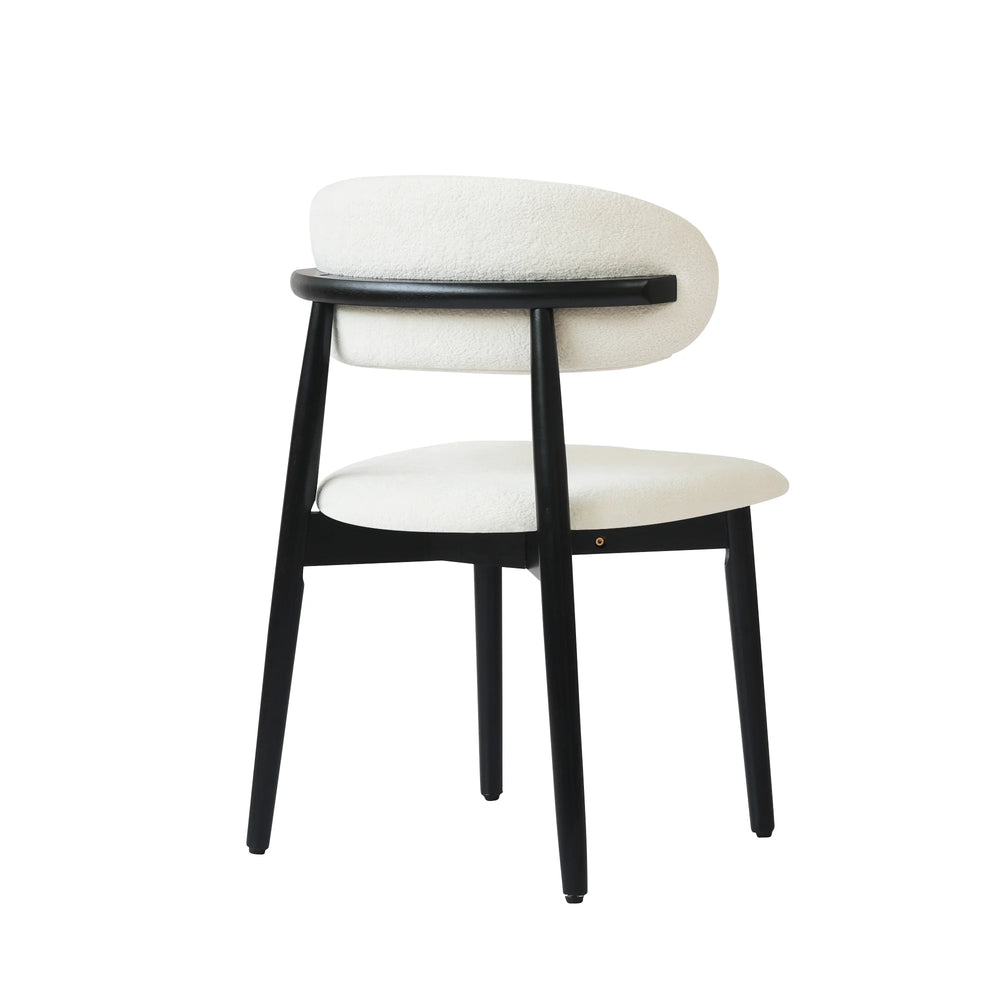 Arctic Curved Back Dining Chair | White Bouclé Set of 2