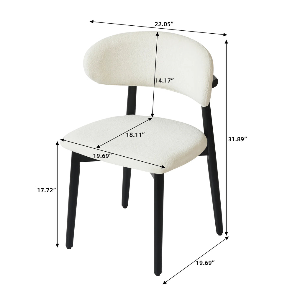 Arctic Curved Back Dining Chair | White Bouclé Set of 2