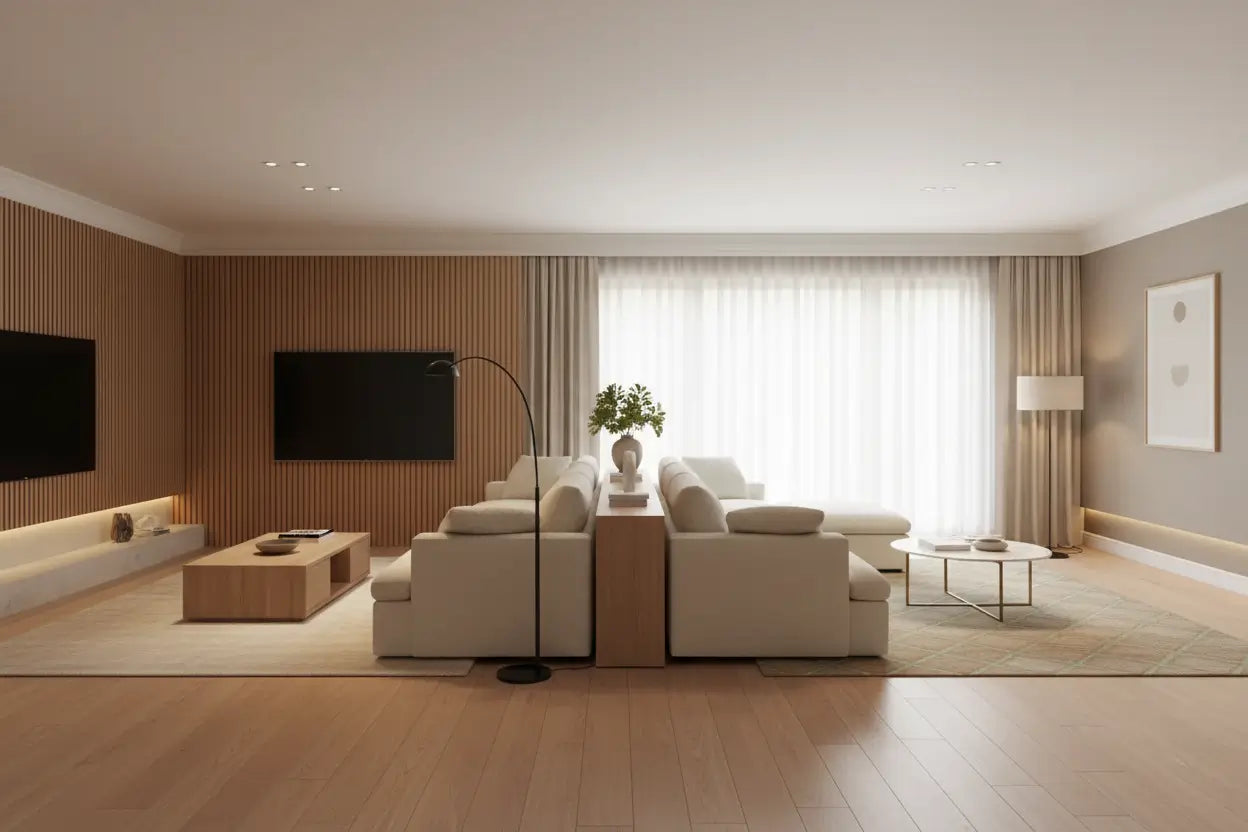 Arrange Back to Back Sofas to Divide a Narrow Room