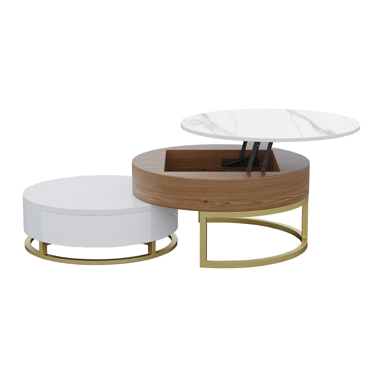 Aura Wood Coffee Table | 32" Walnut Round With Nesting