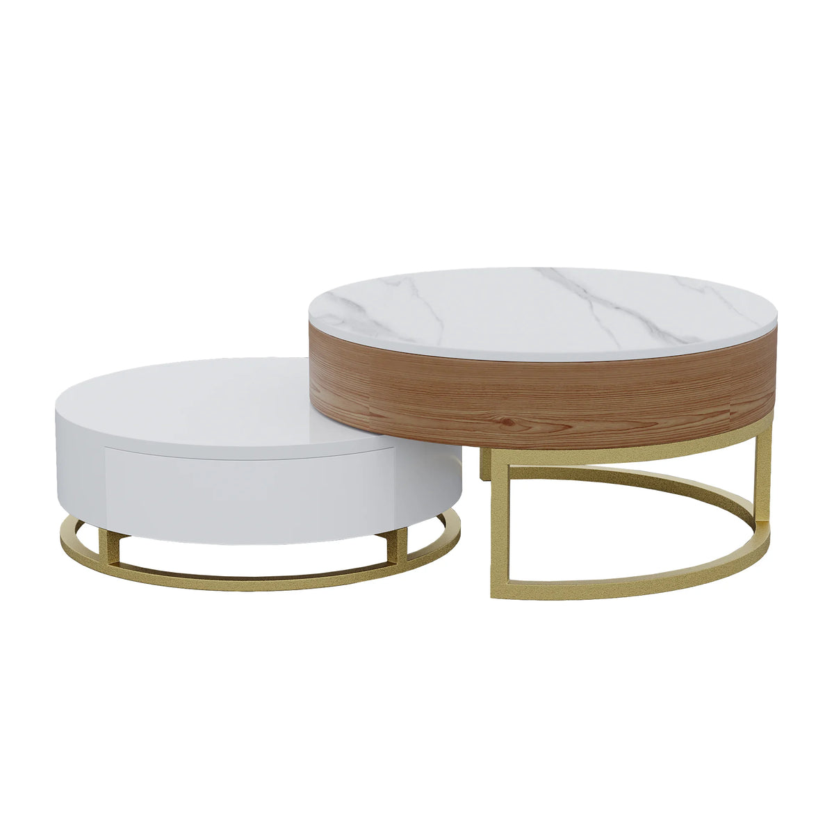 Aura Wood Coffee Table | 32" Walnut Round With Nesting