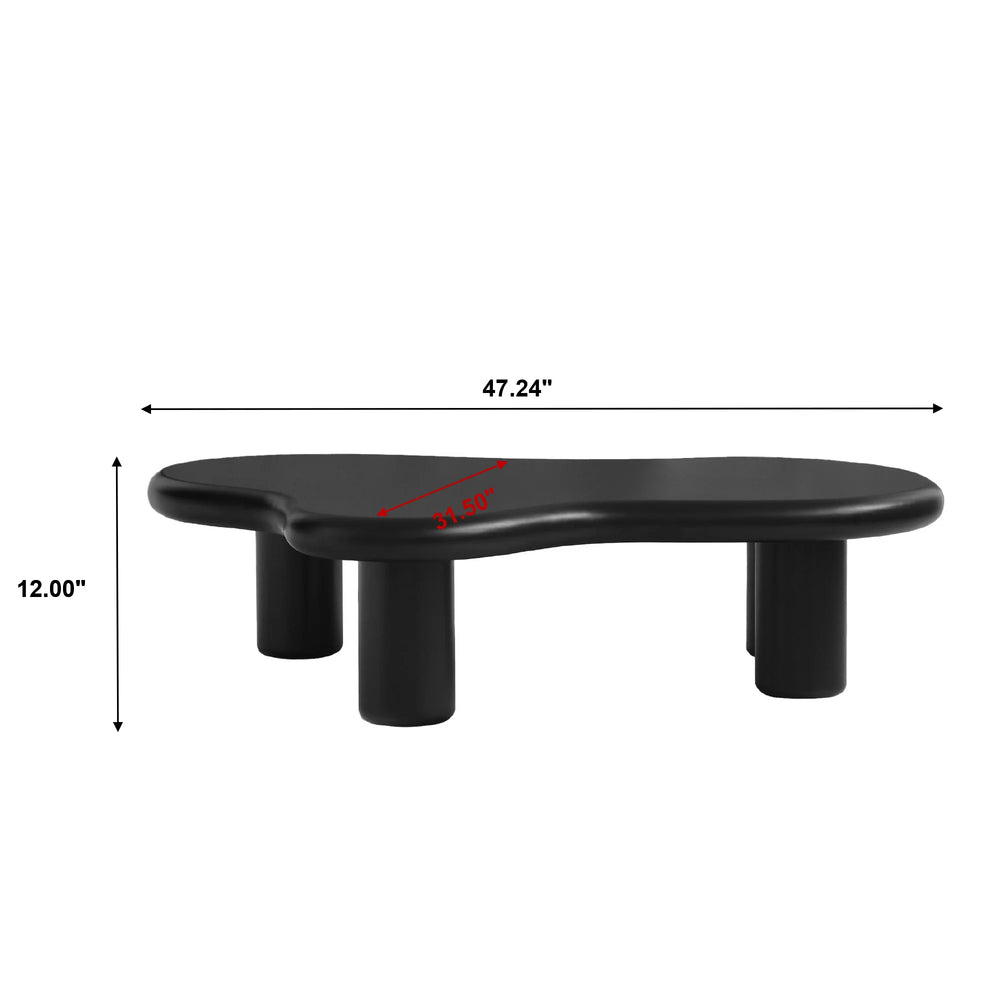Aura Wood Coffee Table | 48" Black Irregular With 3 Legs