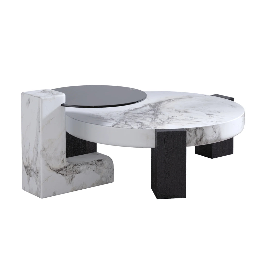 Aura Wood Coffee Table | 36" Monochrome Round With Nesting