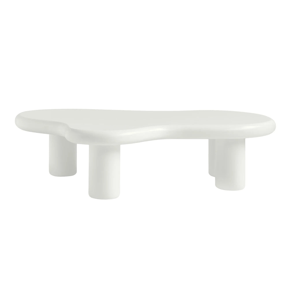 Aura Wood Coffee Table | 48" White Irregular With 3 Legs