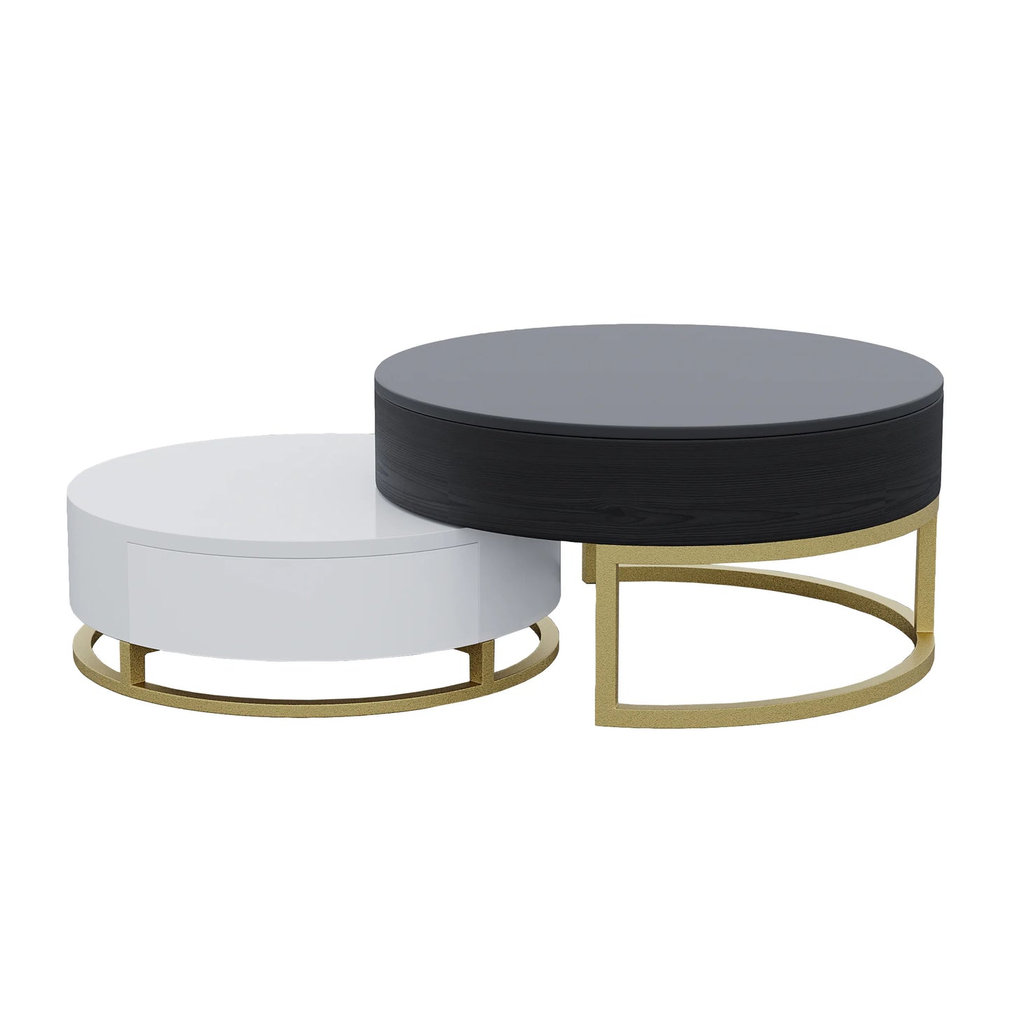 Aura Wood Coffee Table | 32" Black Round With Nesting