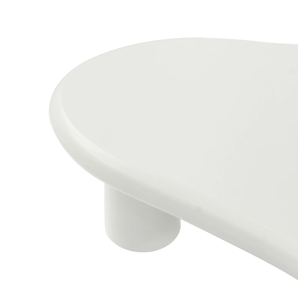 Aura Wood Coffee Table | 48" White Irregular With 3 Legs