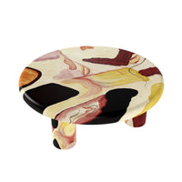 Aura Wood Coffee Table | 31" Multicolored Round With 3 Legs