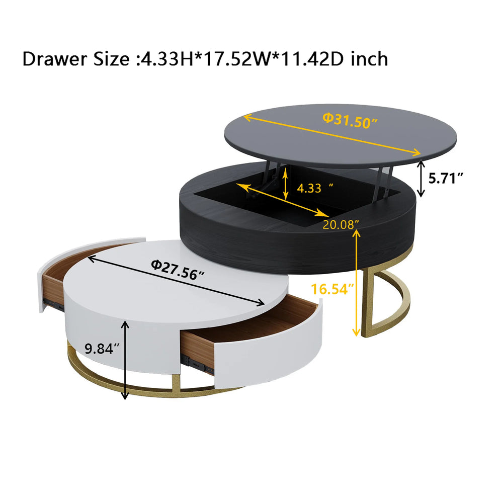 Aura Wood Coffee Table | 32" Black Round With Nesting