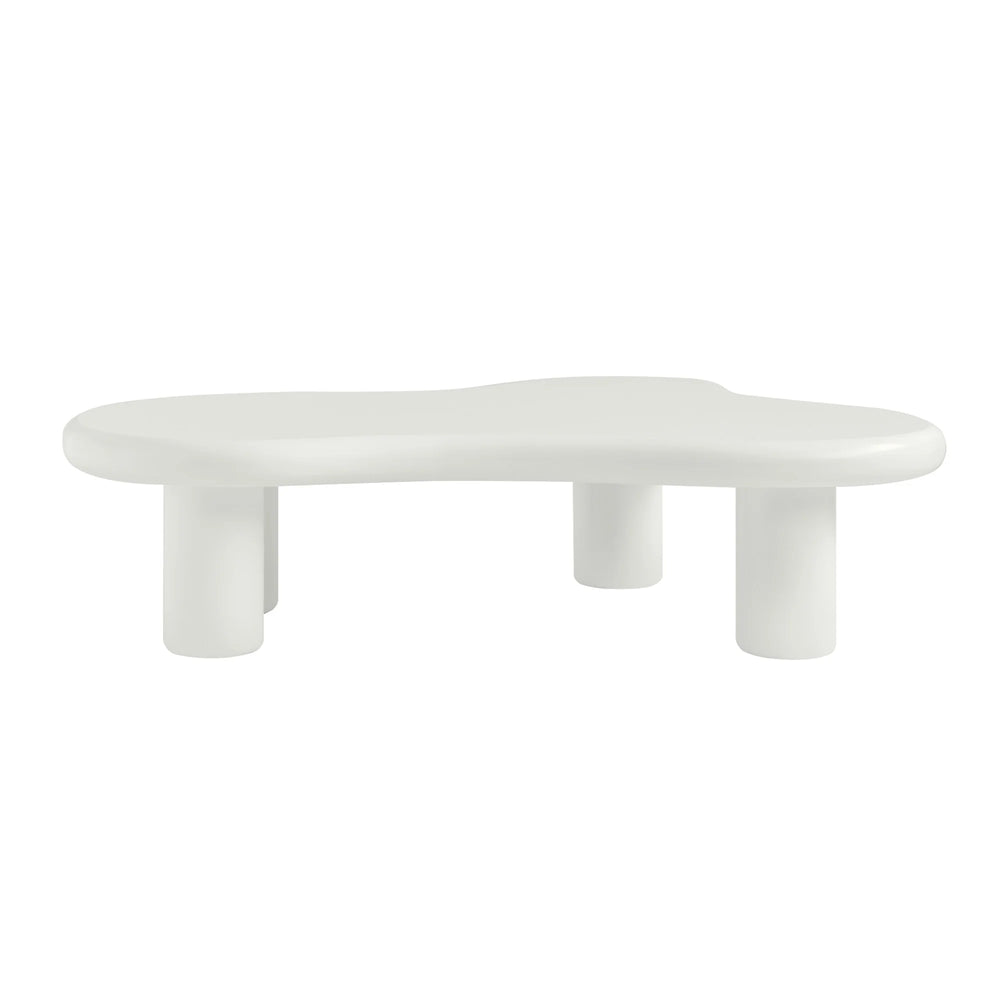Aura Wood Coffee Table | 48" White Irregular With 3 Legs