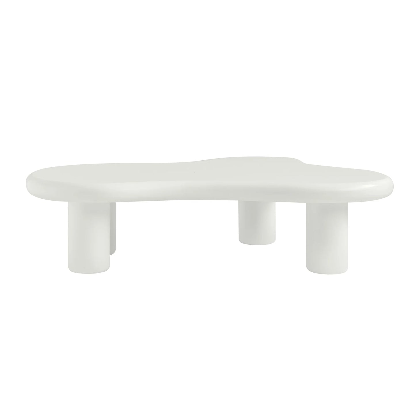 Aura Wood Coffee Table | 48" White Irregular With 3 Legs