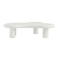 Aura Wood Coffee Table | 48" White Irregular With 3 Legs