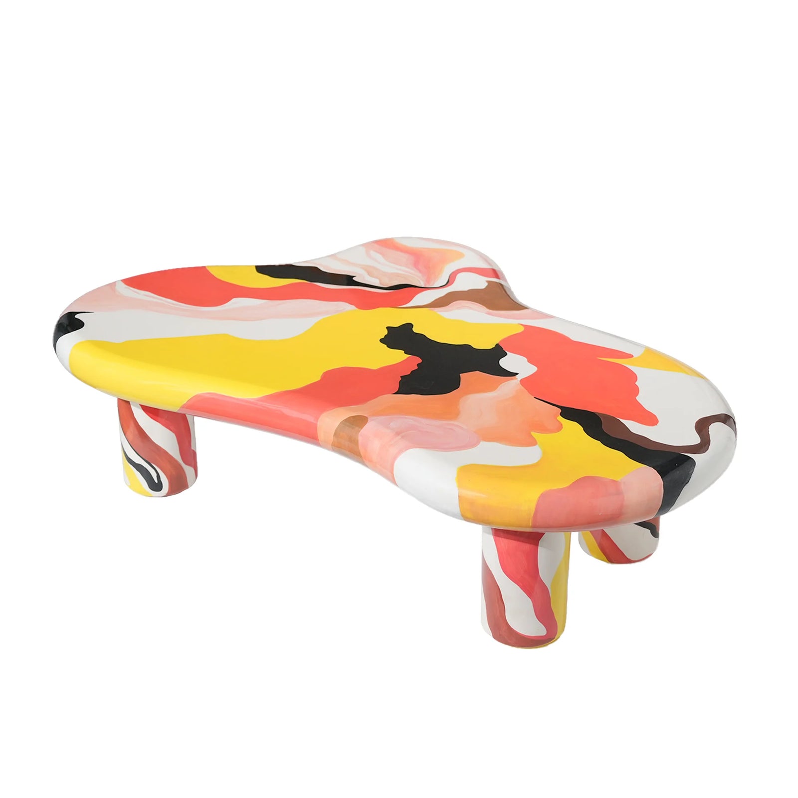 Aura Wood Coffee Table | 48" Multicolored Irregular With 4 Legs