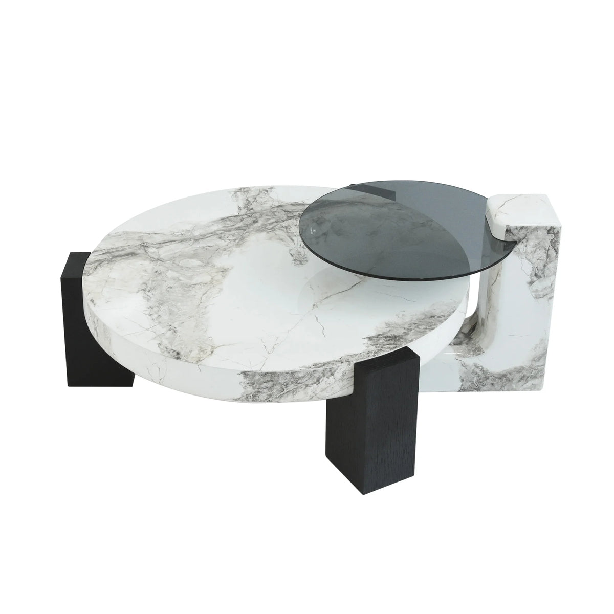 Aura Wood Coffee Table | 36" Monochrome Round With Nesting