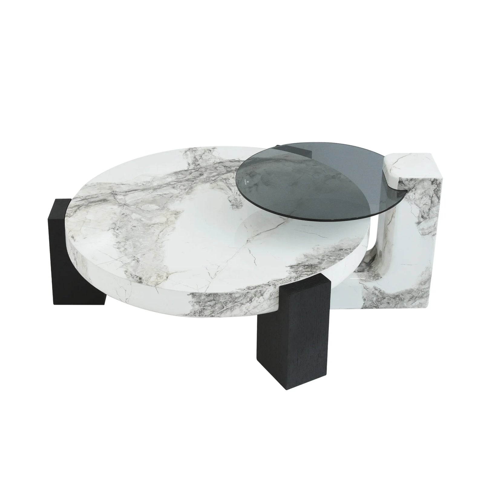 Aura Wood Coffee Table | 36" Monochrome Round With Nesting